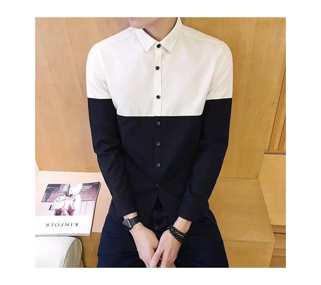 Gents Full Sleeve Casual Shirt-Black and White