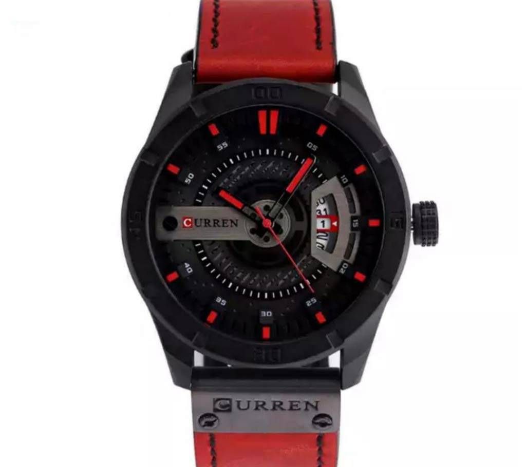 Current leather  wrist watch Red