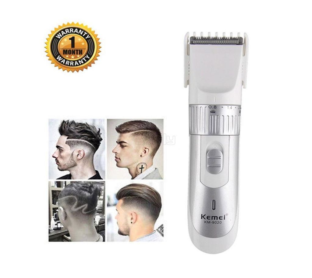 KM-9020 Exclusive Rechargeable Hair Clipper & Trimmer - White & Silver