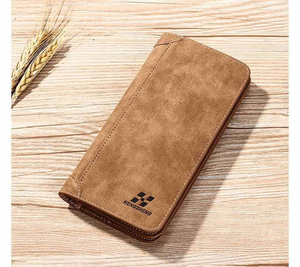 Amart Vintage Men Wallet PU Leather Long Purse Men's Three Folds Card