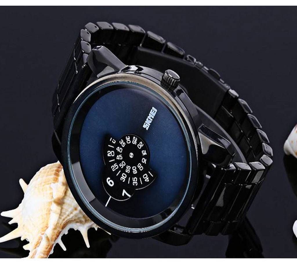SKMEI 1171 Fashion Men Watch Unique Design Alloy Strap Quartz Watches Digital Turntable