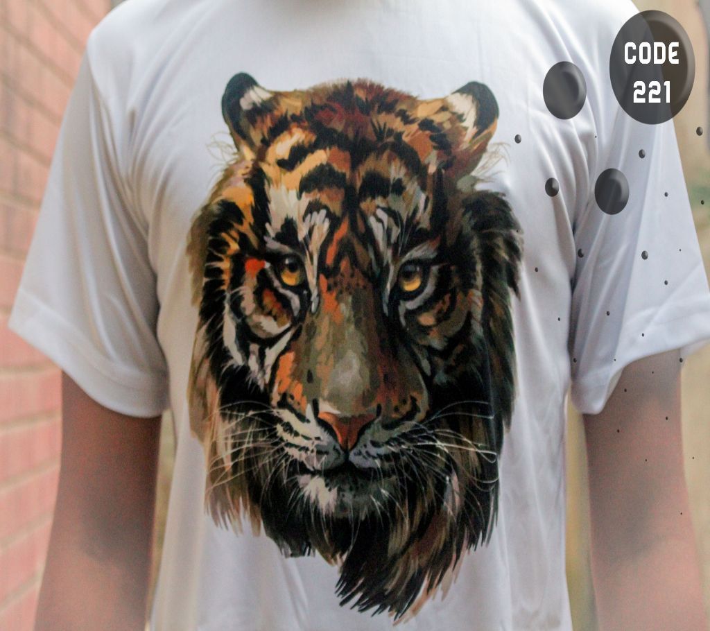 Tiger face Half Sleeve Menz T Shirt