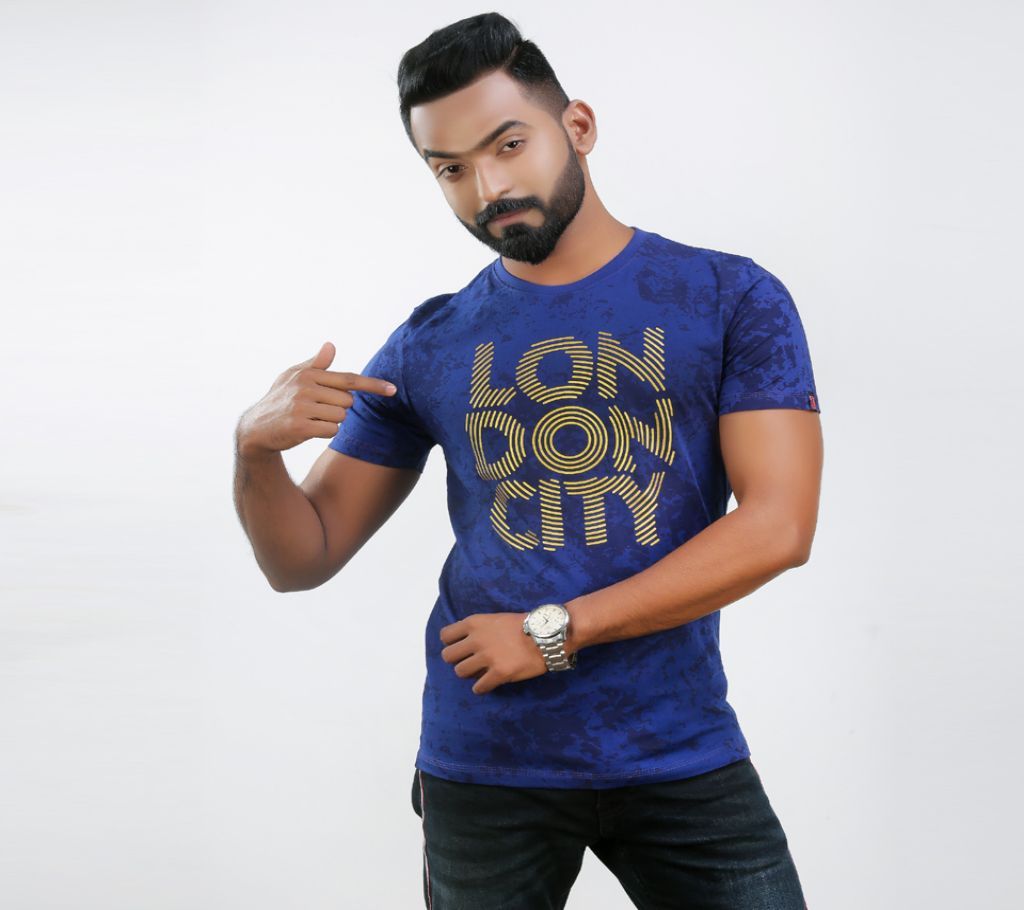 London City Mens Half Sleeve Regular Fit Cotton T Shirt Royal Blue