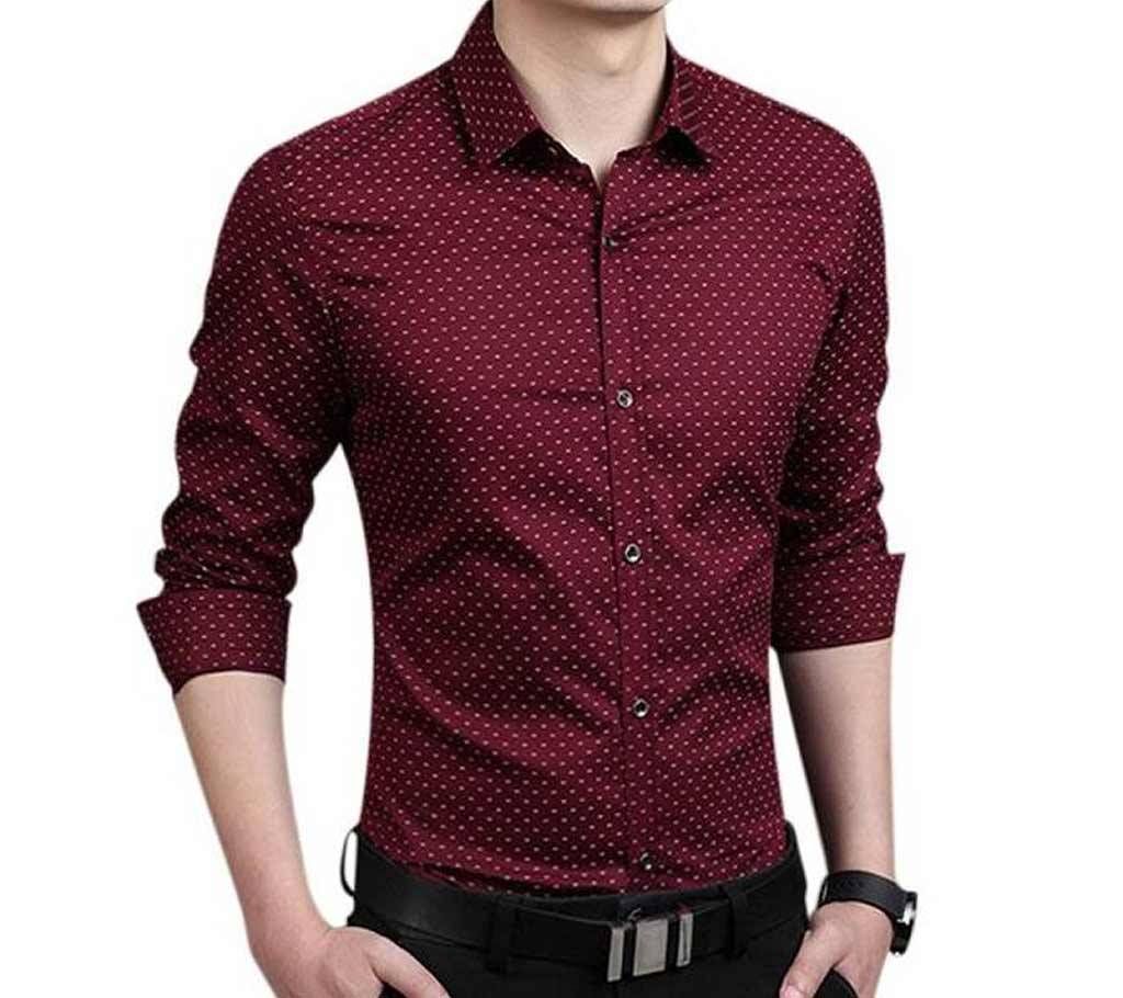 Maroon Ball Printed Formal Shirt for Men