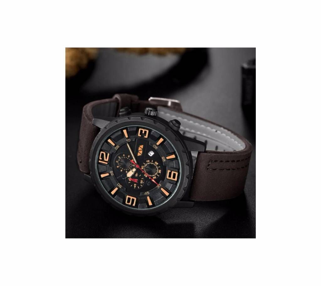 Leather Quartz Waterproof Watch For Men