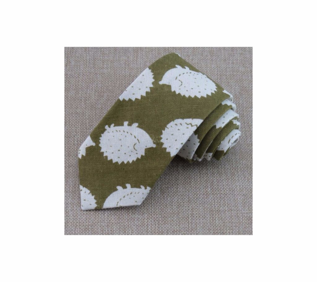 New hedgehog  printed white  green  Neck Tie  for Men