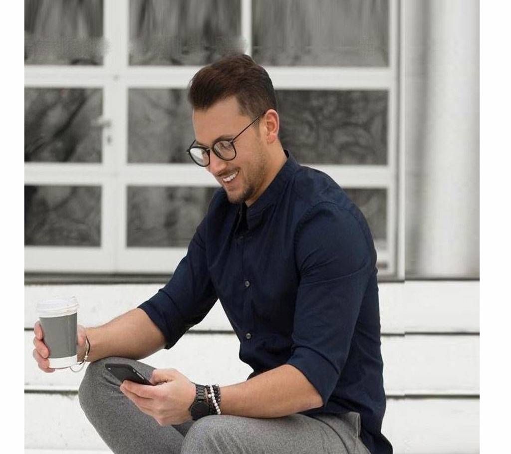 Mens Fashion With Casual Navy Blue Shirt