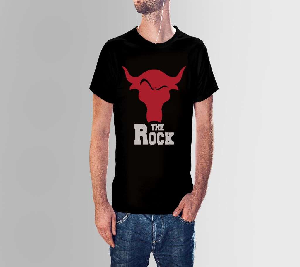 THE ROCK BLACK COTTON TSHIRT FOR MEN