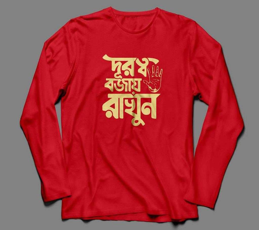 Durotto Bojay Rakhun RED LONG SLEEVE COTTON TSHIRT FOR MEN