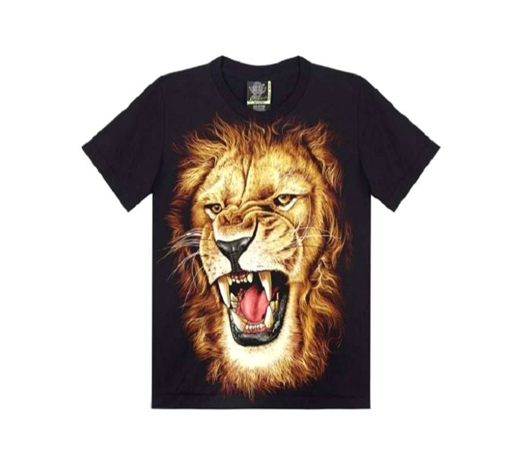 RADIUM FLASH LIGHTING ANIMAL KING ROARING ON HALF SLEEVES T-SHIRTS