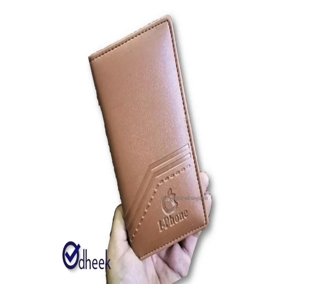 Long Wallet Cum Mobile Cover for Men Women Color Brown