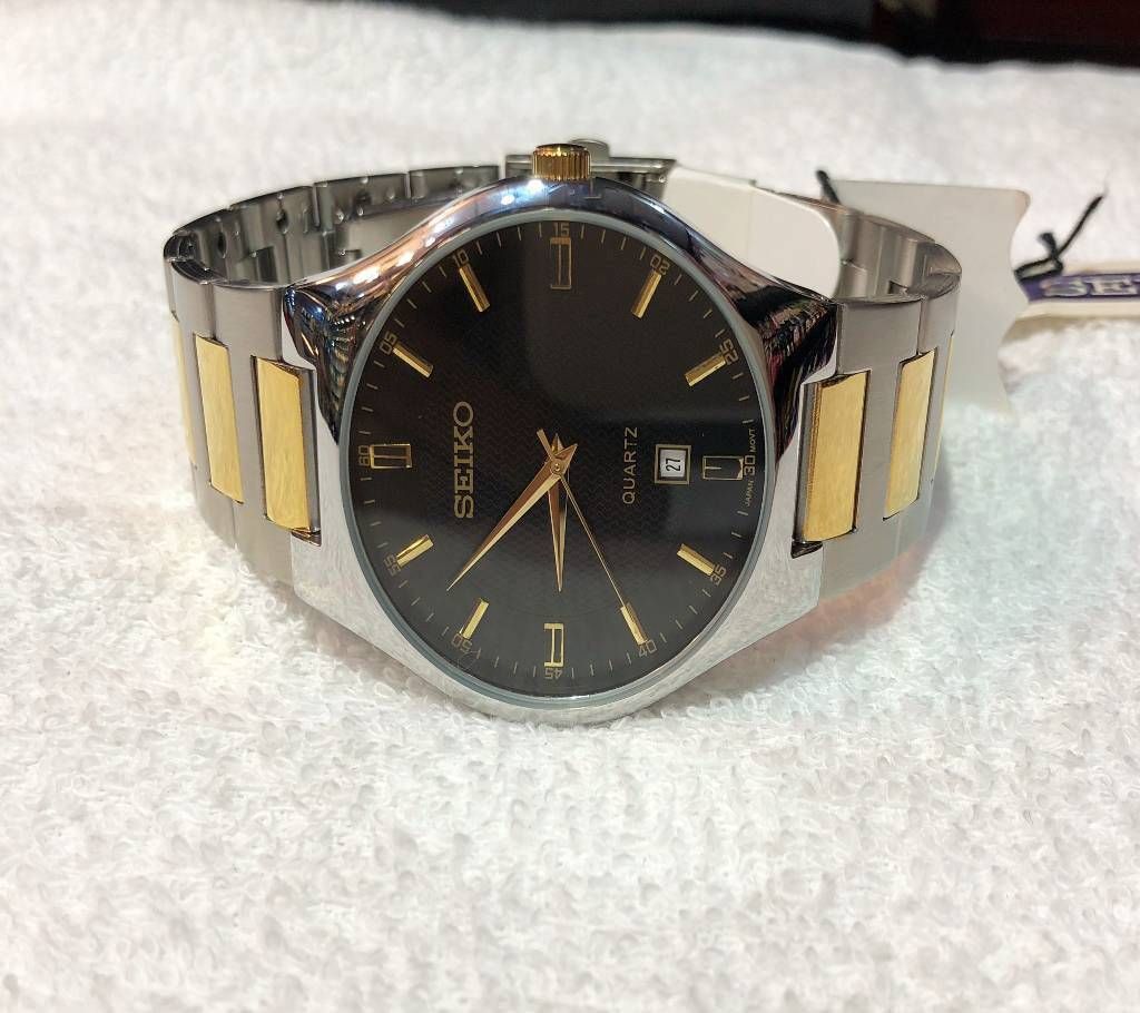 SEIKO Gents Silver Golden Chain Watch