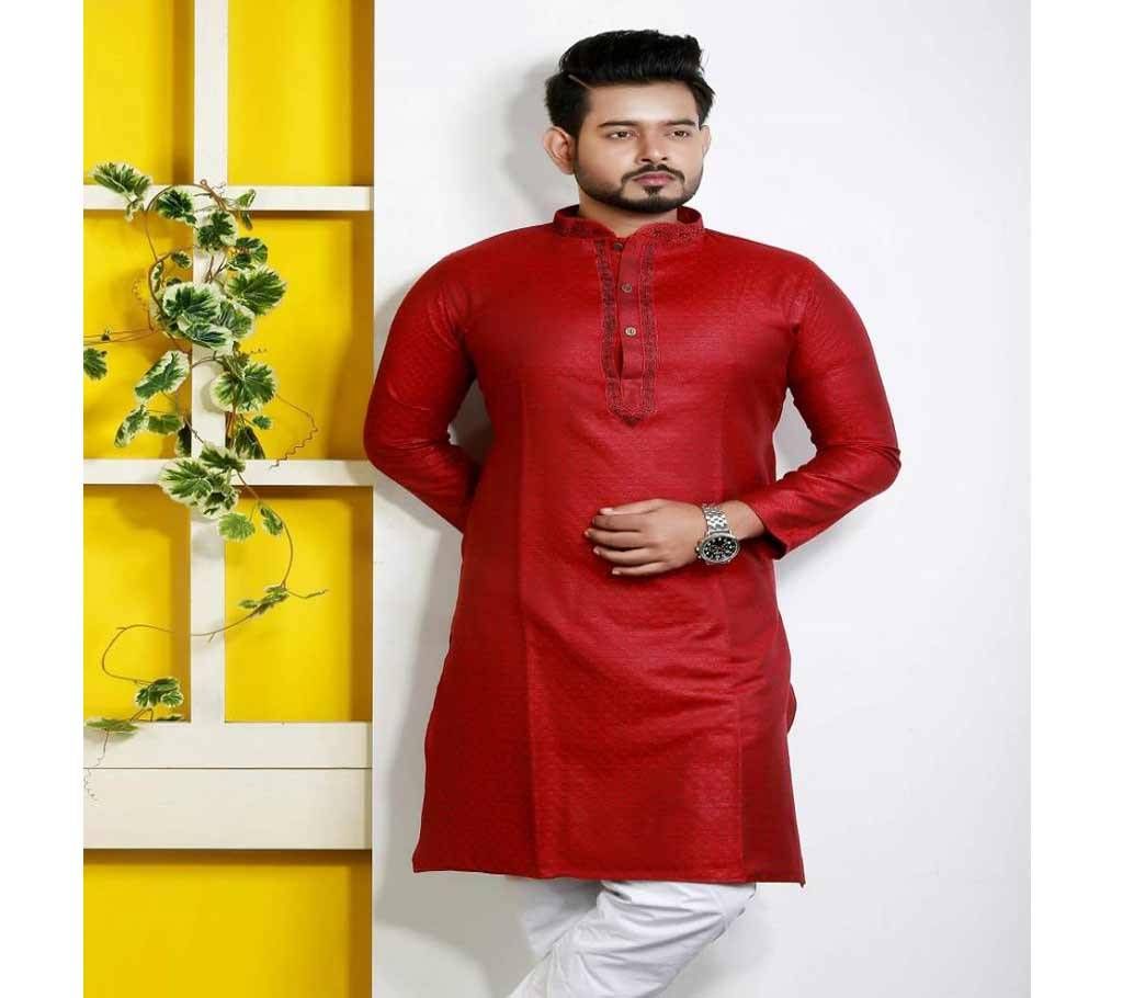 Red Cotton semi long Punjabi 