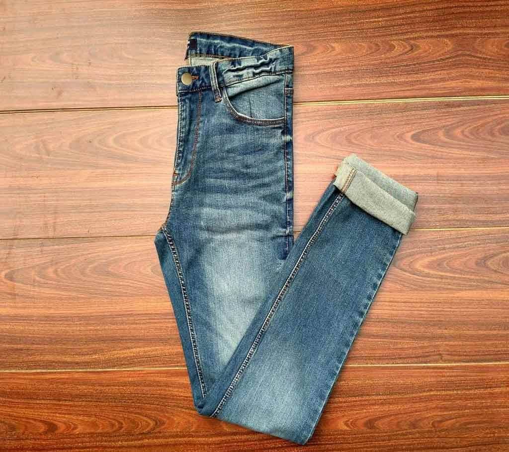 Sky Blue Cotton Skinny Jeans For Men
