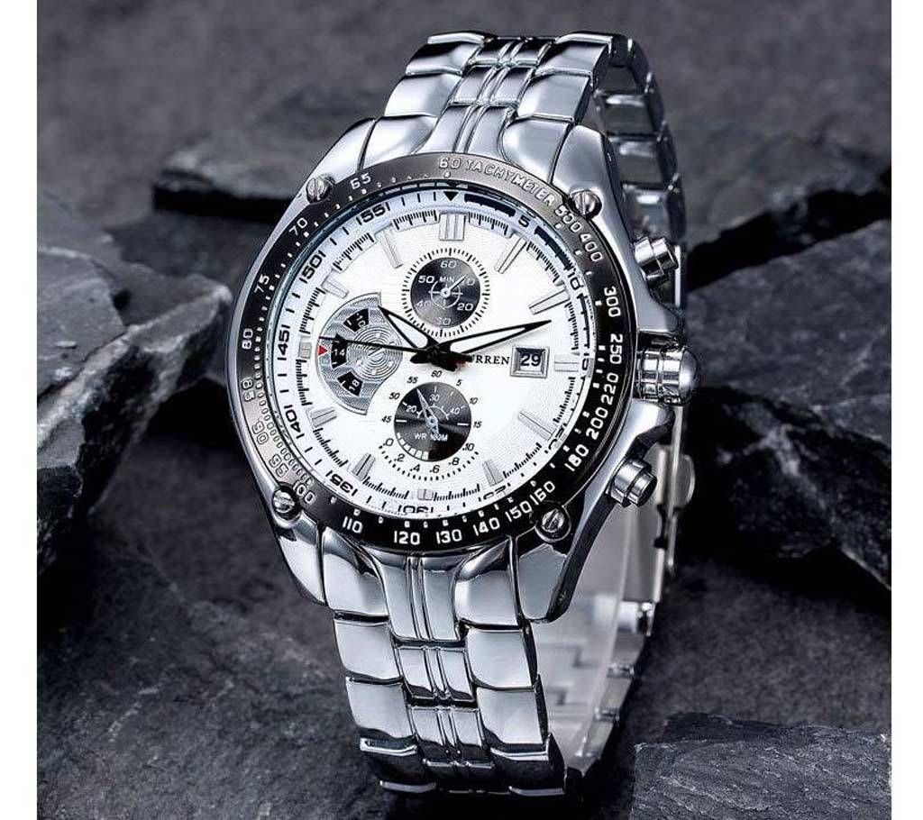 CURREN 8083 Silver Stainless Steel Watch For Men - White