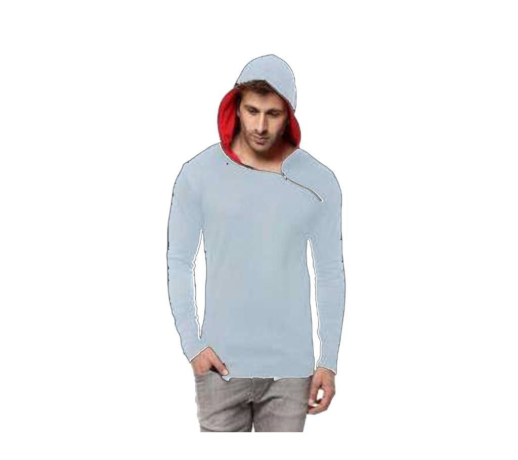 Ash Cotton Long Sleeve Hoodie For Men
