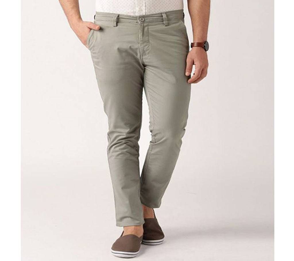 Men Gabardine Chinos Full Pants Slim Fit - Grey
