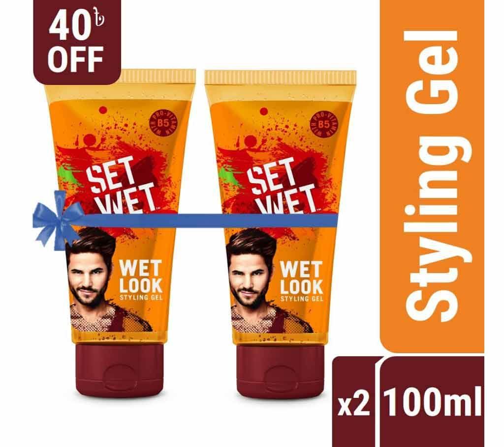 Set Wet Hair Styling Gel for Men Value Pack - Pack of 2, Wet Look (100ml x 2)