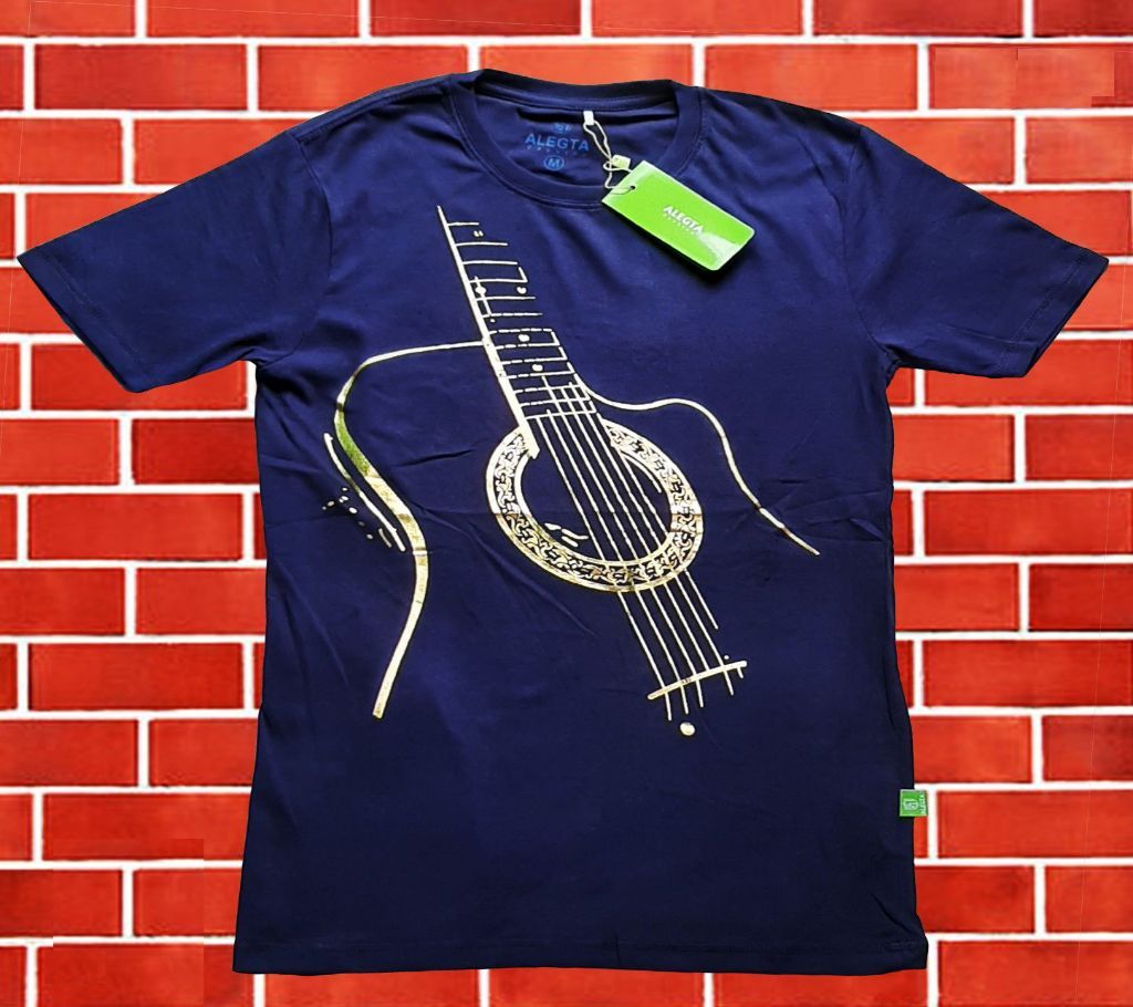 golden guitar print t-shirt