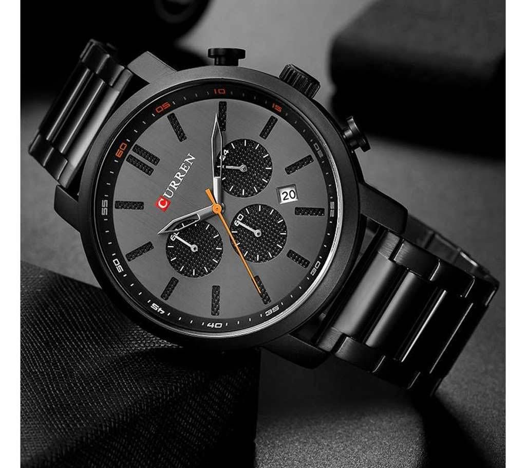 CURREN 8315 Watches Men Stainless Steel Quartz Auto Date Wristwatches Fashion Casual Man -Black