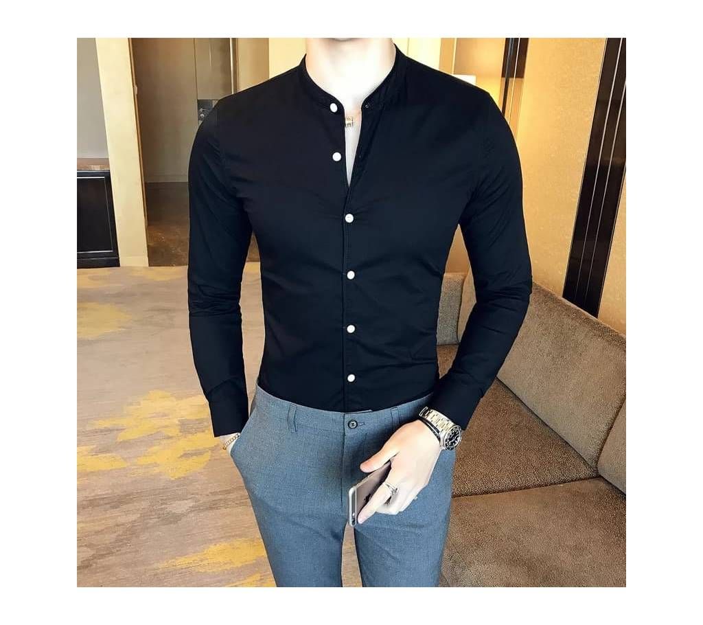 Gents Full Sleeve Casual Shirt-Black