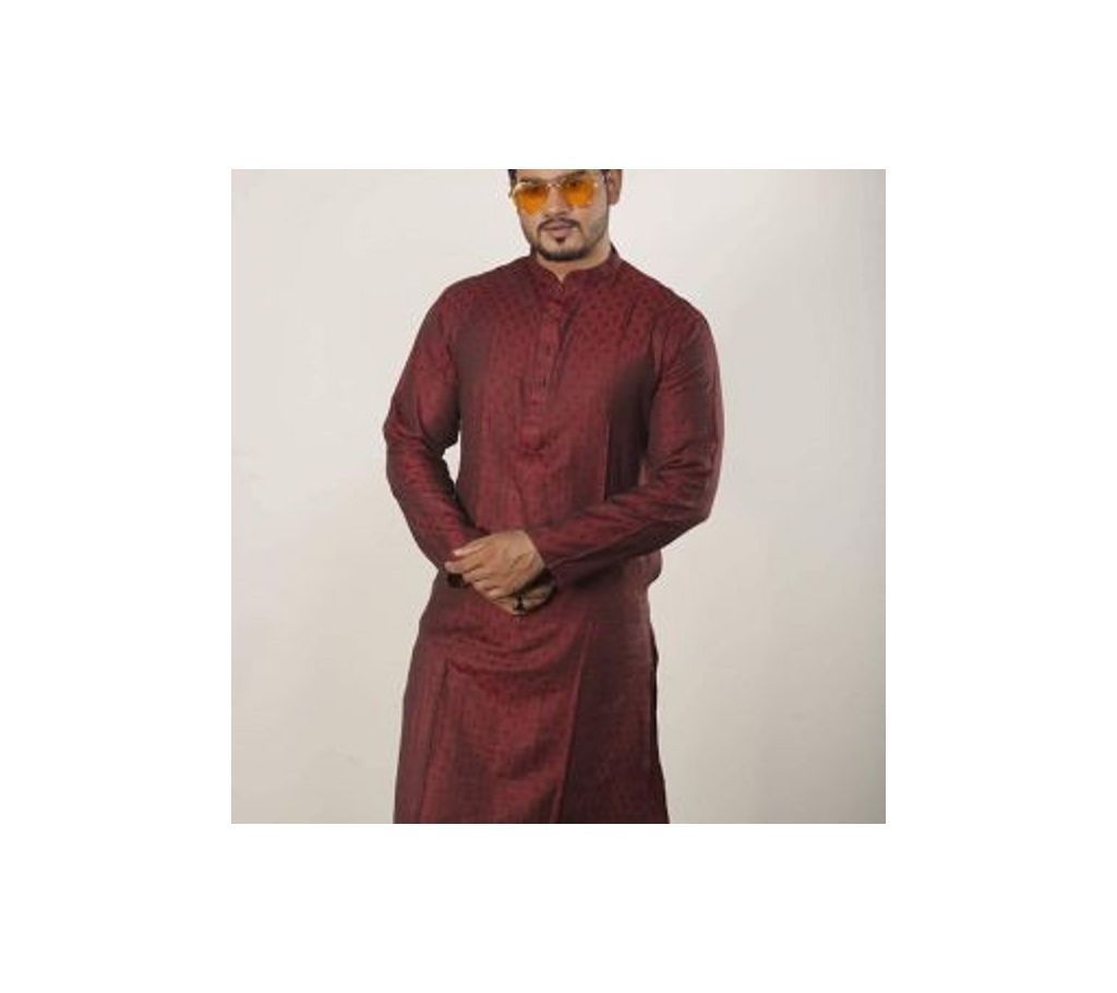 Cotton Panjabi (Red + Maroon)  ILS
