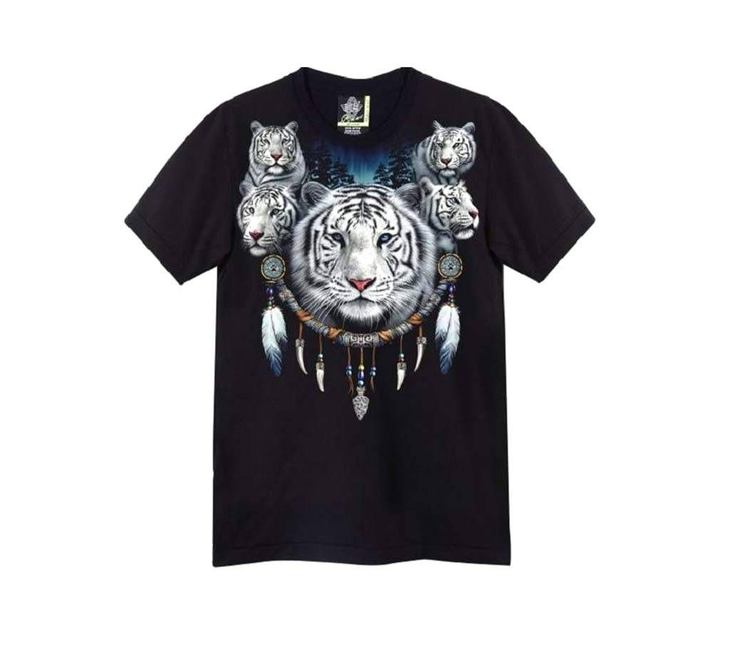 RADIUM FLASH LIGHTING ORNAMENTS WEAR WHITE TIGER HALF SLEEVES T-SHIRTS