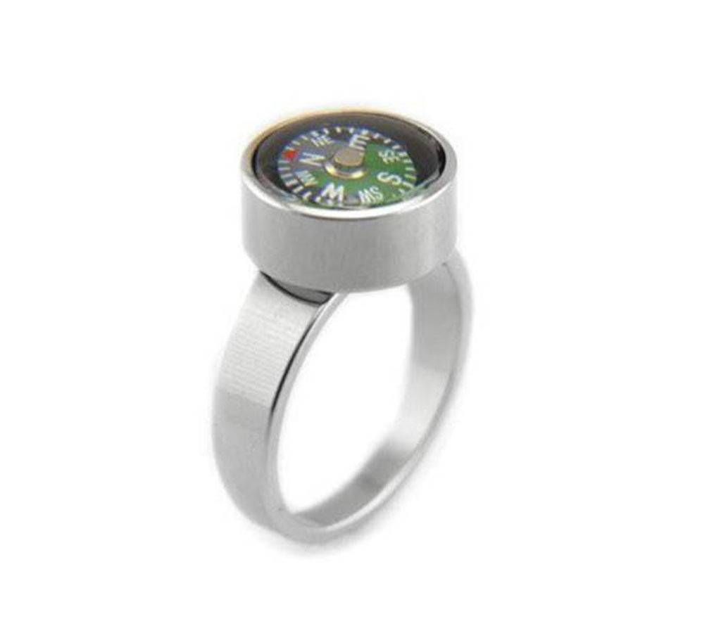 Mens Titanium Steel Mini Compass Finger Ring