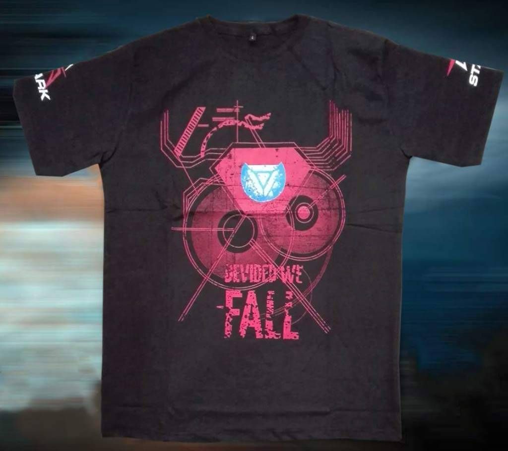 Divided we fall printed half sleeve cotton t shirt for men 