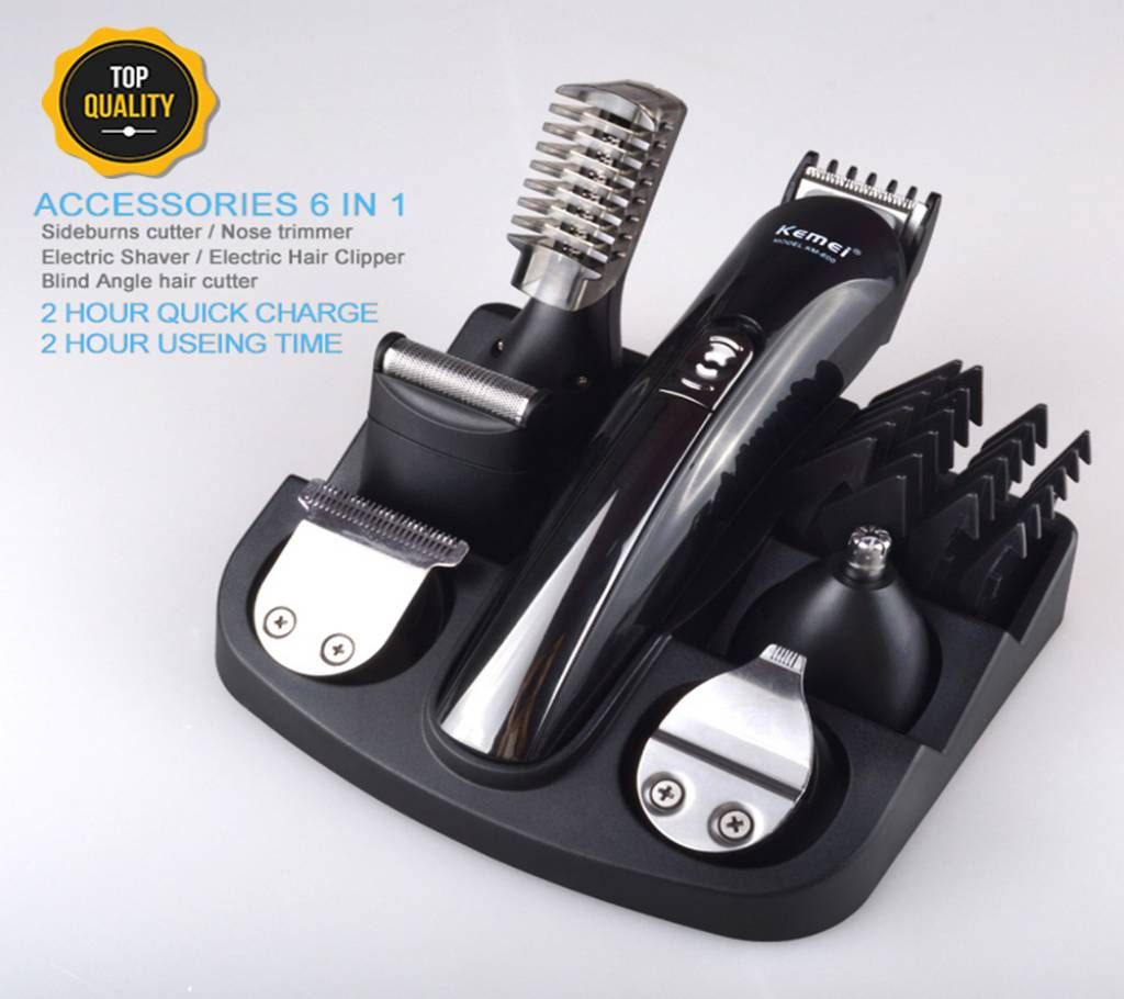 KM-600 6 in 1 Rechargeable Titanium Hair Trimmer Combo