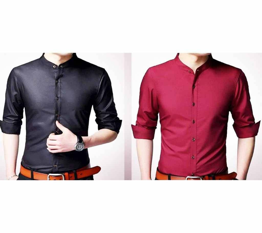Men's Full Sleeve Formal Shirt Combo Offer (2 Piece) 