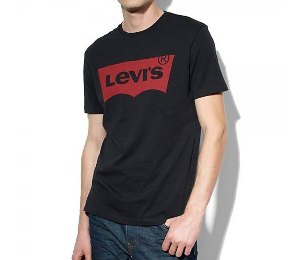 Levis Theme in Black Round Neck t-shirt