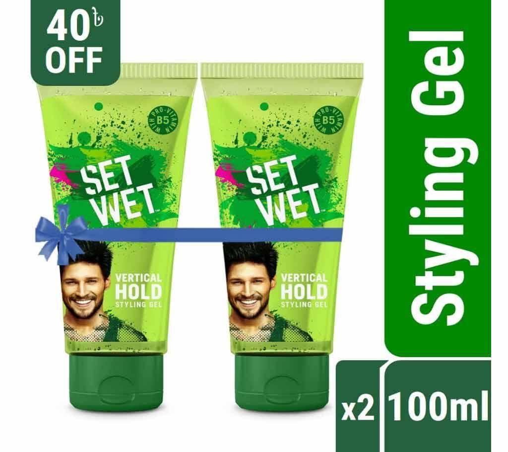 Set Wet Hair Styling Gel for Men Value Pack - Pack of 2, Vertical Hold (100ml x 2)