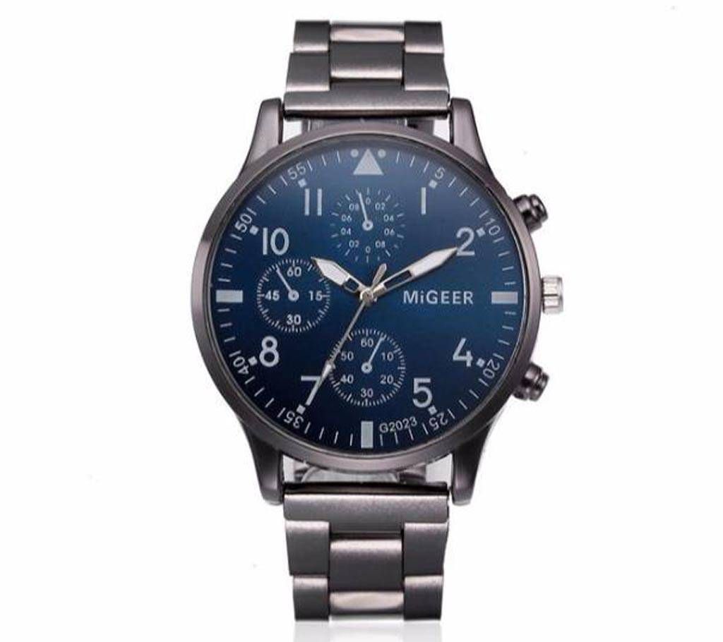 Crystal Stainless Steel Analog Quartz  Men's Wrist Watch