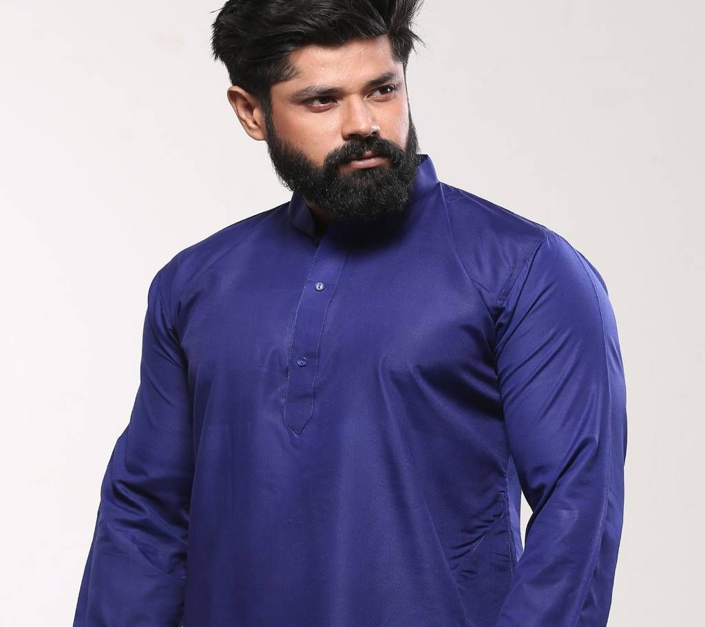 Mens Cotton Punjabi - Solid Navy