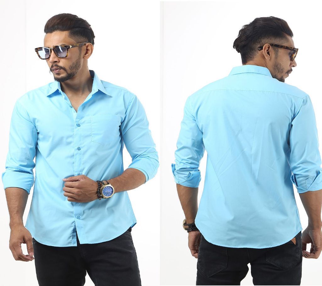 L - Size, Trendy DUDE Style Formal - Cyan Shirt