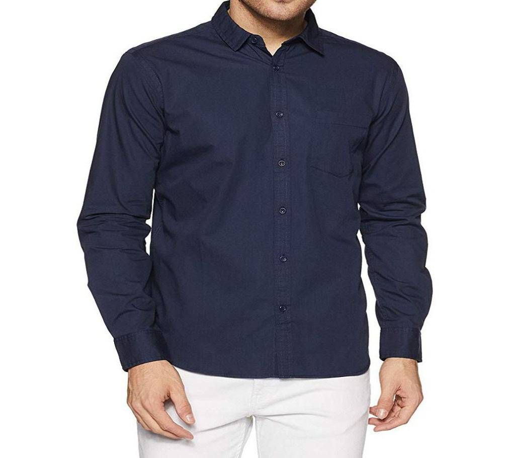 Casual Cotton Shirt for Men - Fade Black - Independence Navy Blue