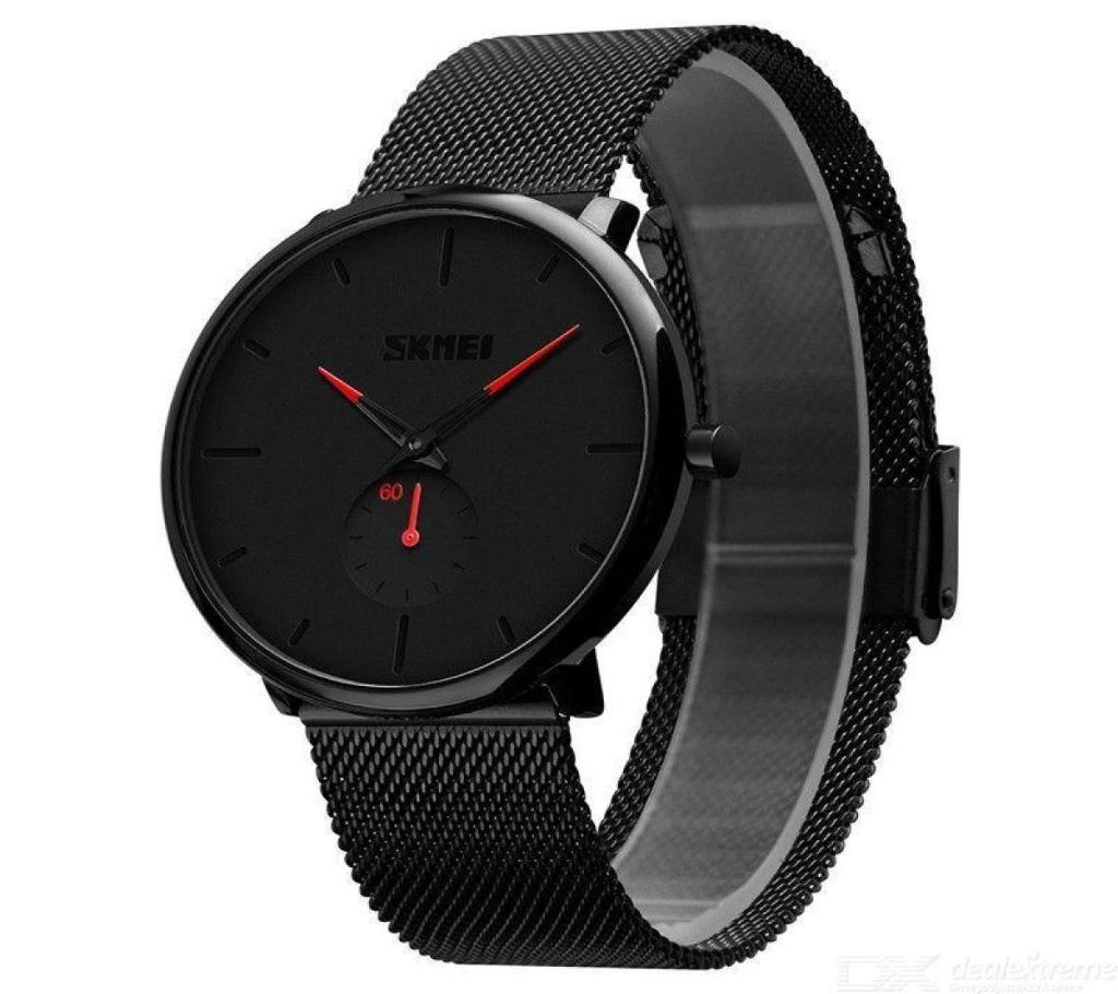 Skemei Stainless Steel Luxury Wrist Watch for Men  Black & Red