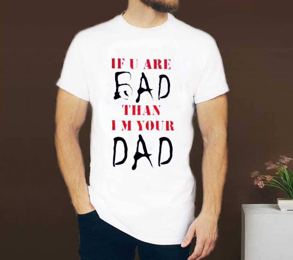 Text Printed Mens Half Sleeve Print T Shirt(White)