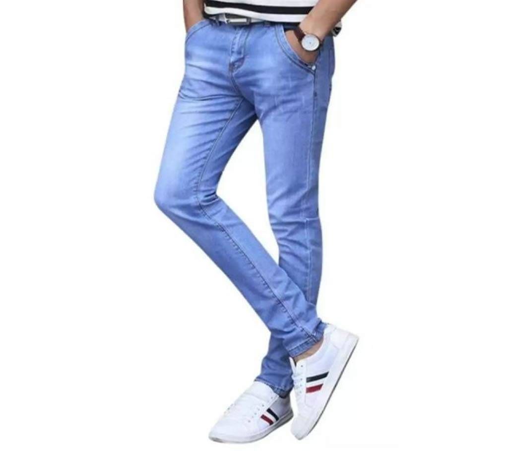   stretched light blue jeans pants for mens
