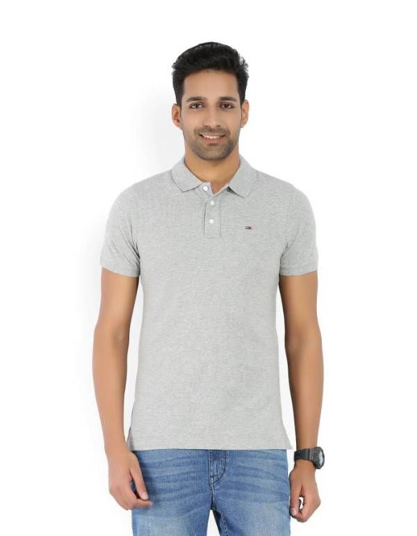 Tommy Hilfiger Solid Men's Polo Neck Grey T-Shirt