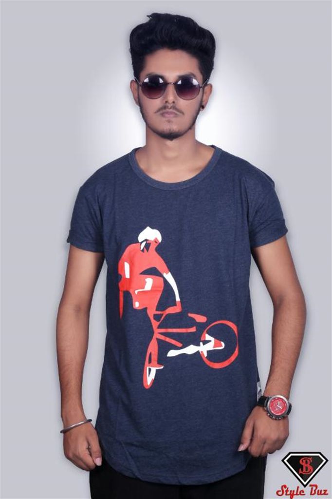 Cycle printed half sleeve t-shirt