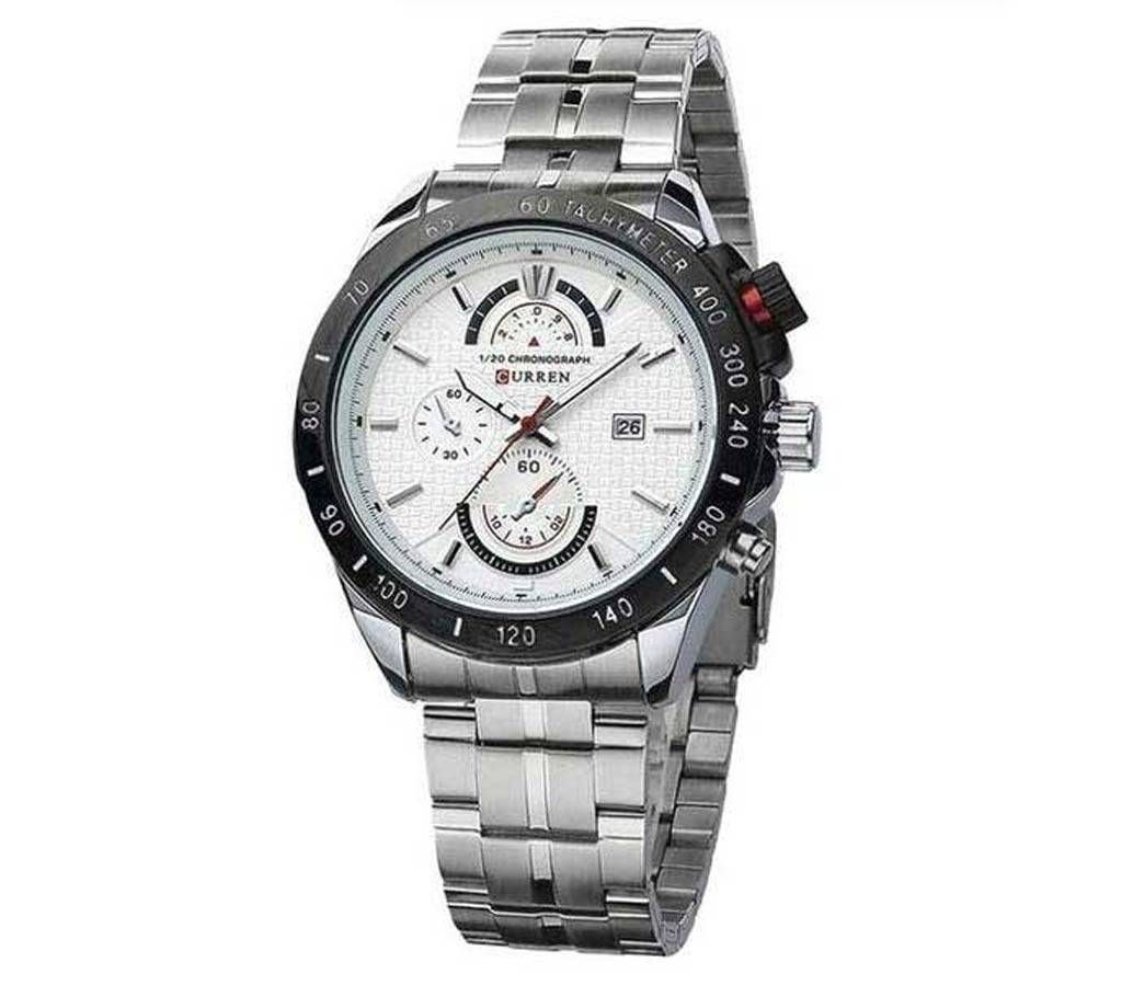Curren Wrist Watch For Men- Silver & White