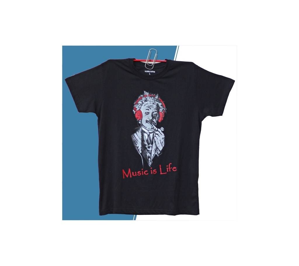 Music Is Life printed T shirt for men 