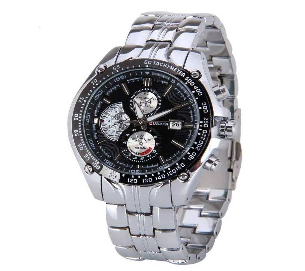 CURREN 8083 Silver Stainless Steel Watch For Men - Black