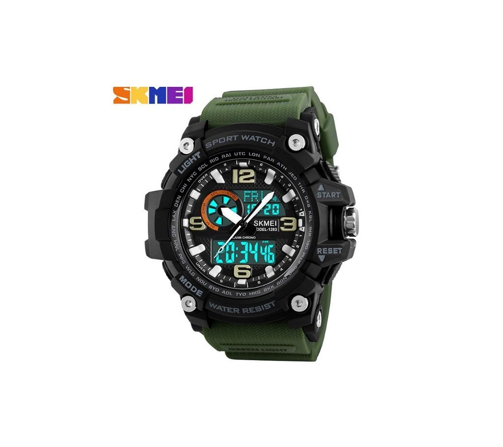 Skmei Analog Digital Watch Green belt for Men
