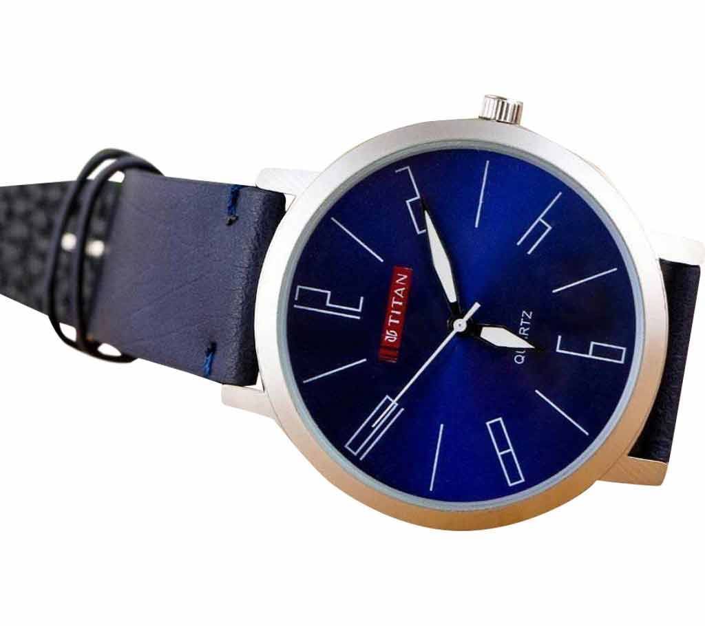 Titan-Blue pu leather analog watch for men-Copy 