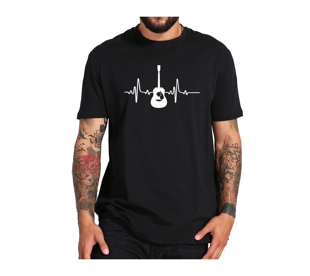 Black Guitar Design T-Shirt For Men