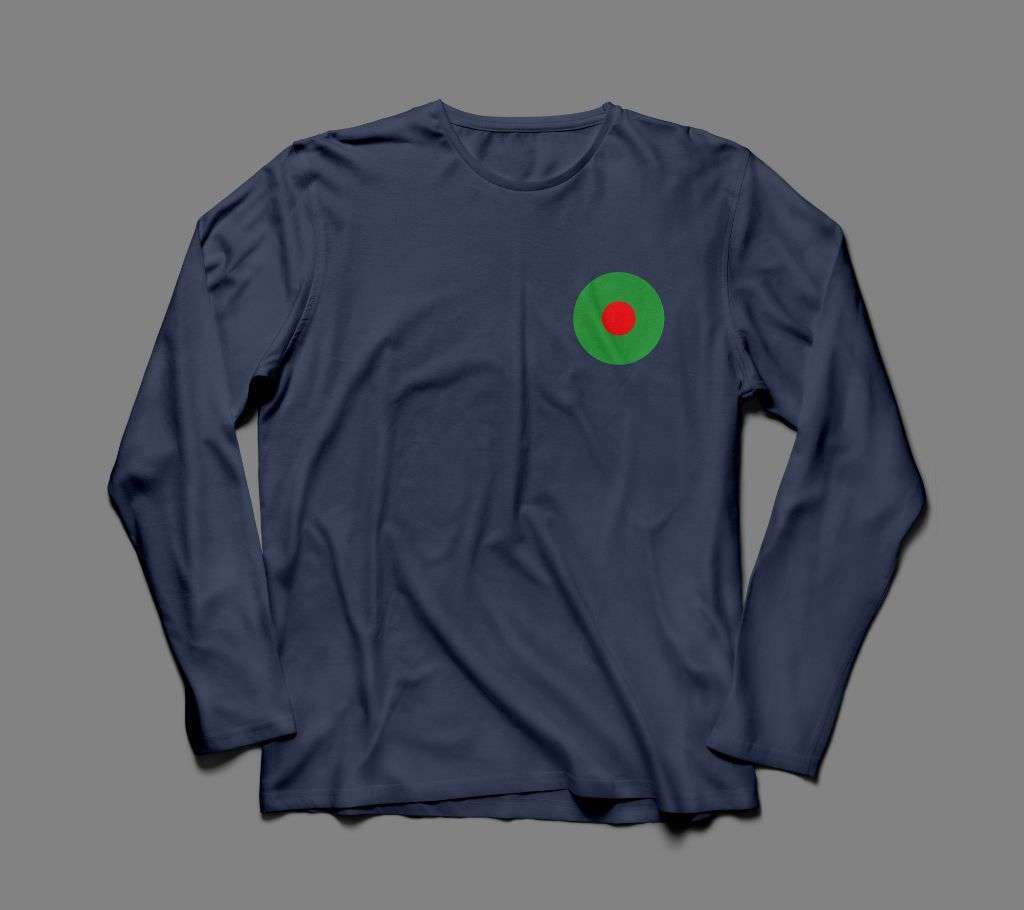 BANGLADESDH FLAG LONG SLEEVE NAVY BLUE COTTON TSHIRT FOR MEN