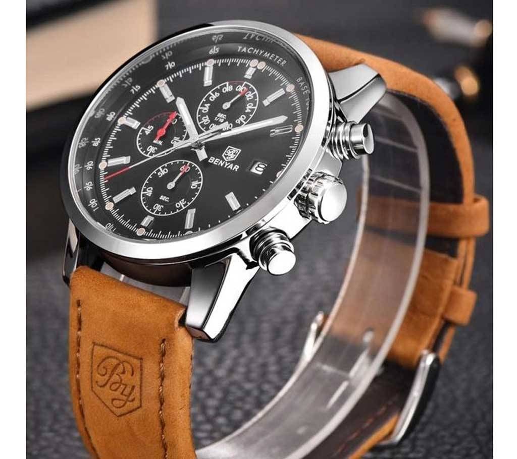 BENYAR Luxury Leather Chronograph Quartz Watch